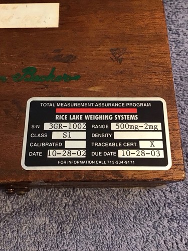 Vtg Calibration Weights Scale RICE LAKE Christian Becker Wooden Box 500mg-2mg - Picture 12 of 17