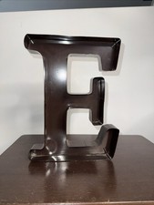 12" Brown Metal Letter E Wall Decor   Matte 3D Industrial Steel Sign Initial