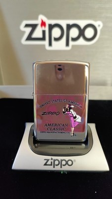 ZIPPO Windy Girl American Classic Logo Lighter. C2002 Made. Mint Condition/New