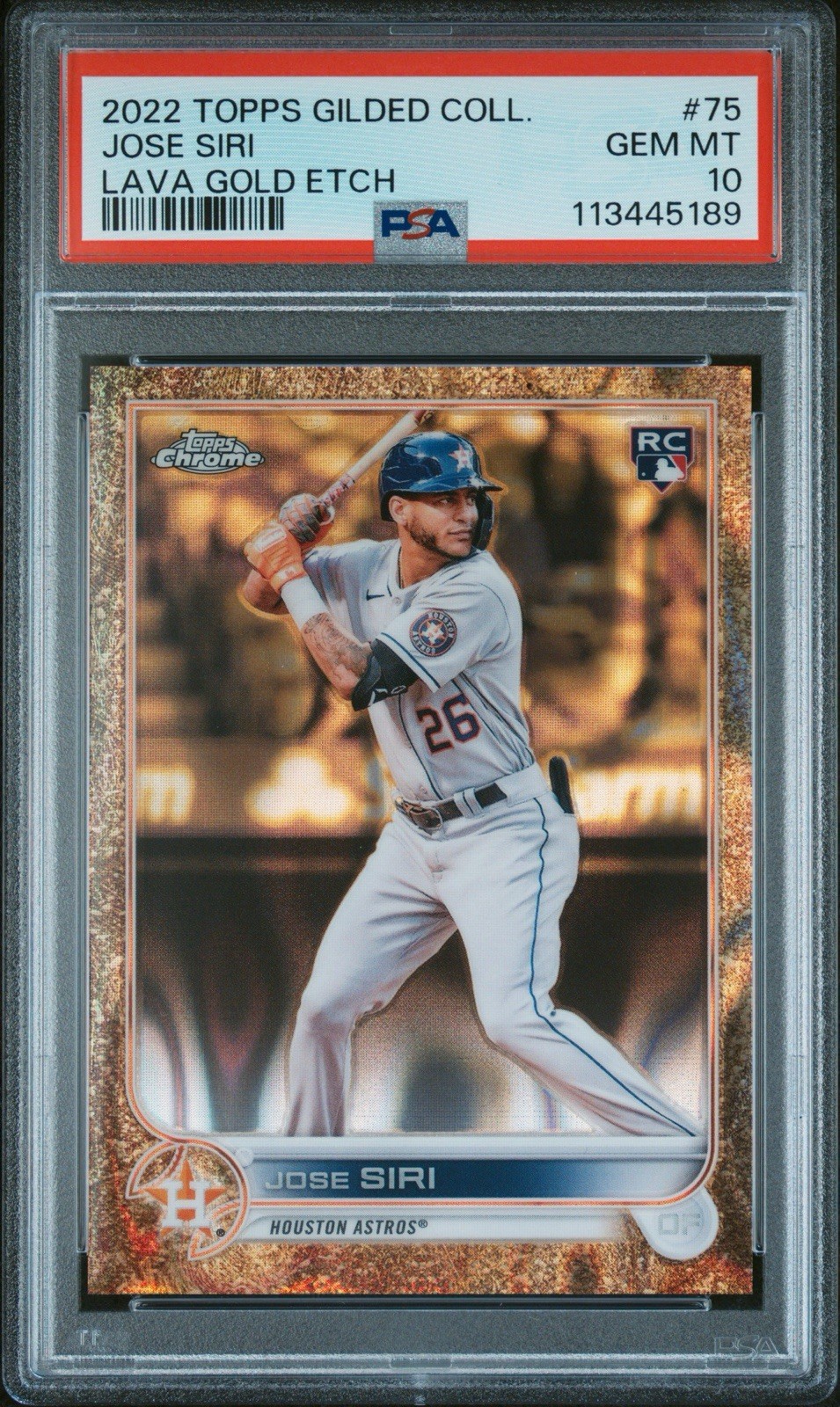 2022 Topps Gilded Collection Jose Siri #75 Gold Etch Lava Refractor 10/10 Pop 2!