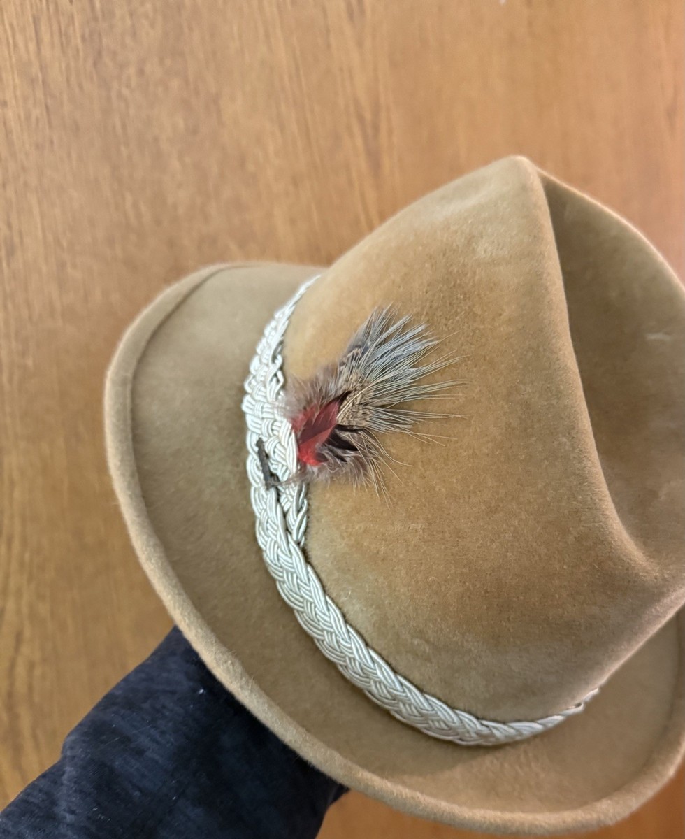 Stetson Charcoal Gray Felt Fedora with Braided Band and Feather Stetson Feather Vintage Hats for Men for sale | eBay main image 2