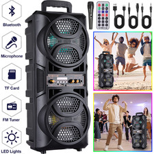 Dual 6.5" Woofer Portable Bluetooth Party Speaker Heavy Bass Sound w/Mic Remote