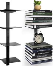 Floating Book Shelves for Wall, 4 Tier Invisible Floating Bookshelf, Vertical Sp
