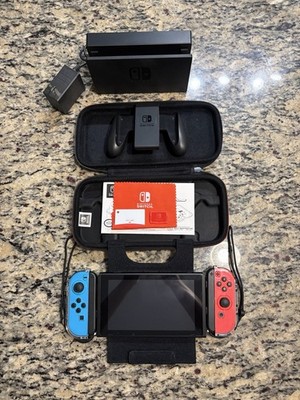Nintendo Switch HAC-001 32GB 1080p w/ Neon Blue/Red Joy-Con Dock Case Box