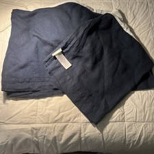 PBK 100 Linen Dust Ruffle 52  X28  Navy Blue Crib Skirt Preowned Unisex