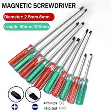 Long 50mm-300mm Extra Long Reach Screwdriver Phillips Flat Slotted Magnetic Tip