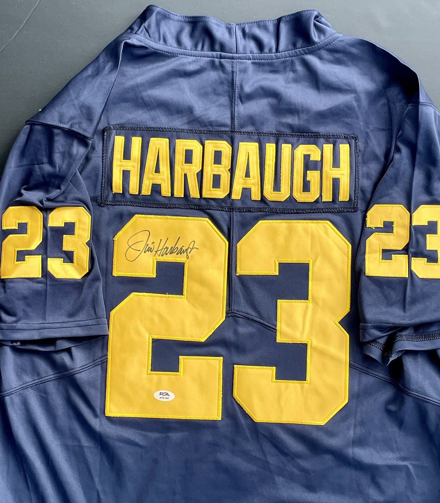 Jim Harbaugh Signed Autographed Michigan Wolverines Jersey Psa/Dna Champs Coach 