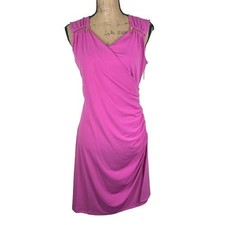 Michael Kors Hot Pink Sleeveless Zipper Accent Ruched Sheath Dress Size 8