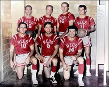 1969 Cincinnati Reds Photo 8X10 -  Basketball Team Rose Bench COLORIZED