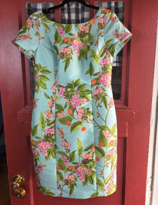 Talbots Women's Flattering Green Floral Short Sleeve Midi Dress Size 4 NWOT