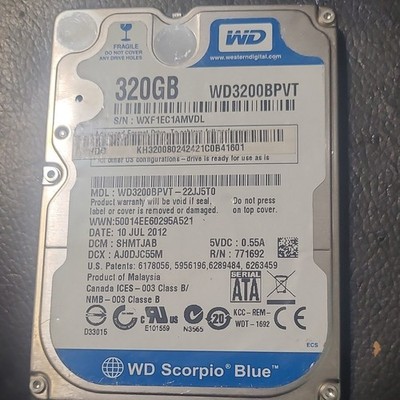 Western Digital WD Scorpio Blue WD3200BPVT 320GB 2.5'' SATA 5400RPM Internal HDD