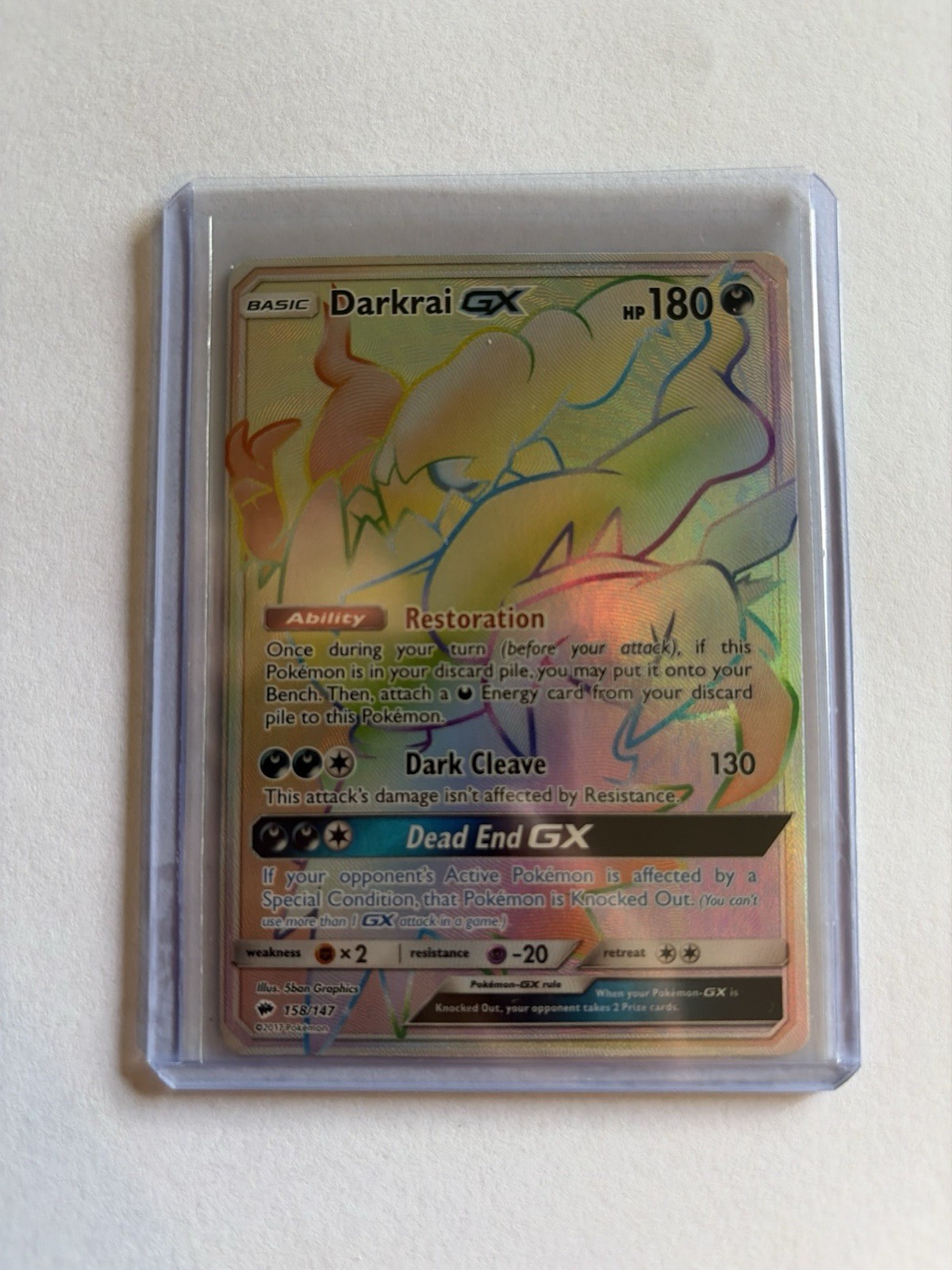 Darkrai GX (Secret) Holo Rainbow Rare SM - Burning Shadows 158/147 NM