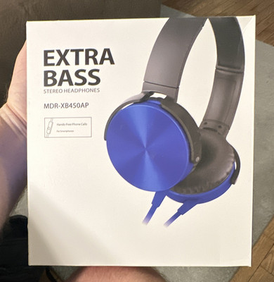 Sony MDR-XB450AP Extra Bass On-Ear Wired Headphones 3.5mm Jack Blue/Black