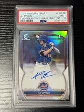 AJ EWING PSA 9 2023 BOWMAN CHROME DRAFT REFRACTOR AUTO 1ST PROSPECT /499