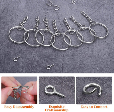 360Pcs Keychain Bulk, 120Pcs Keychain Rings with Chain and Open Jump Ring wit...