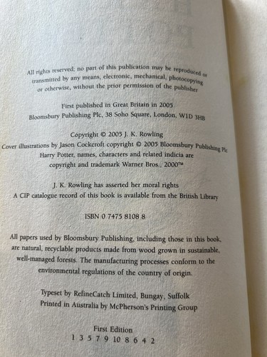 Harry Potter and the Half Blood Prince & Deathly Hallows First Edition x 2 - Picture 4 of 12