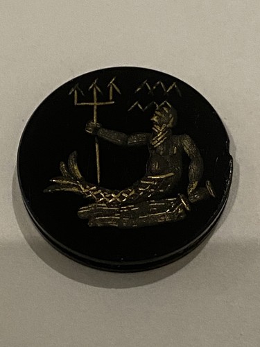 Triton auf der Woge Poseidon Neptune Seemann Schwarz Onyx Intaglio für Sammler - Bild 2 von 4