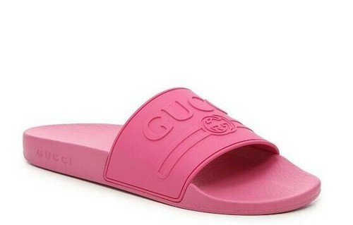 New Authentic Gucci Pursuit Logo Rubber Slide Sandals Women's Pink Eur 40/  US 10 | eBay