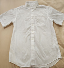Mens Croft  Barrow White Button Up Shirt Sz MED 15-15.5 S/S Collar Easy Care
