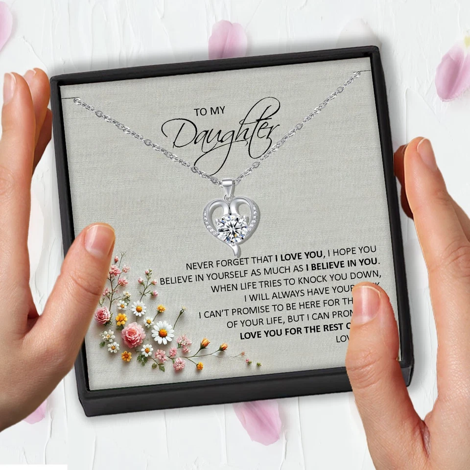 To My Daughter Heart Necklace Love Gifts from Mum Dad Girl Gift Present - Image 4 of 4