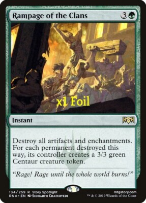 Rampage of the Clans 1x FOIL RNA MTG Ravnica Allegiance Rare MINT green Rampage of the Clans 1x FOIL RNA MTG Ravnica Allegiance Rare MINT green