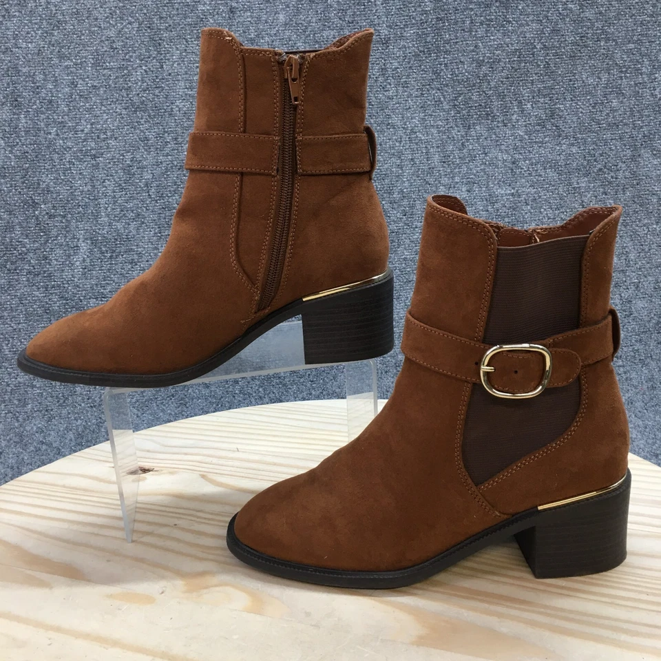 Liz Claiborne Boots Womens 7 Wide Ellison Western Chelsea Brown Ankle Top Casual - Image 3 of 4