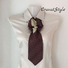 Tie women's Silk 100 Italy. Collar necklace necktie cravat Hand-made brooch