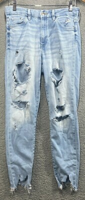 &Denim Women's Super Skinny High Waist Ankle Length Destroyed Size 6 Distressed