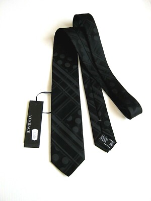 VERSACE Collection Neue Schwarze Krawatte 7 cm Breite 146 cm Länge 100% Seide