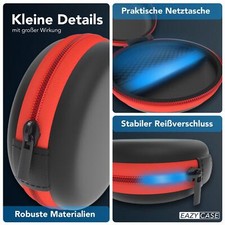 Kopfhörer Tasche Case Schutzhülle Aufbewahrungstasche Netzfach Rund Rot – Bild 6