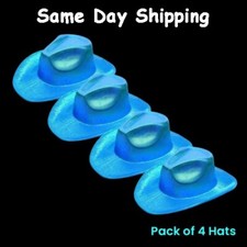 Sparkly Iridescent Glitter Space Blue Cowboy Hats - Pack of 4