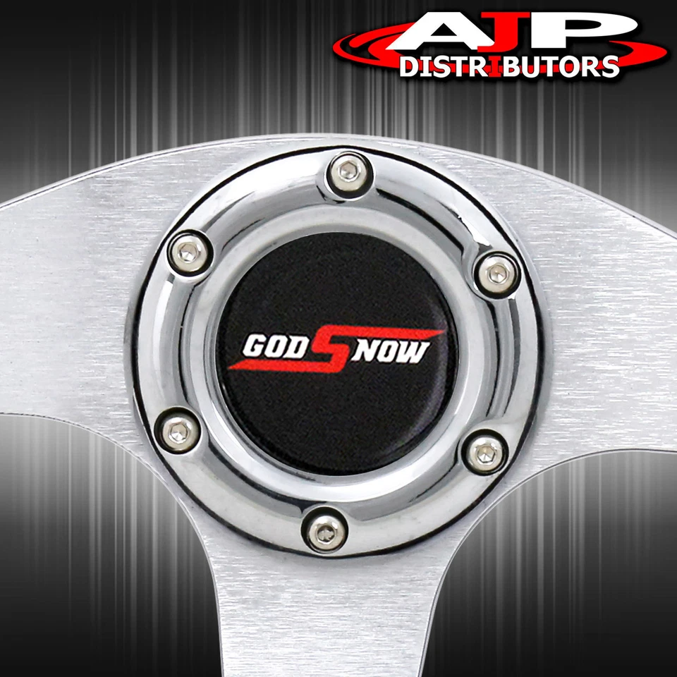 6 Bolt Hole Black Silver Center Steering Wheel Red Stitching Godsnow Jdm Horn Foto 4 de 4