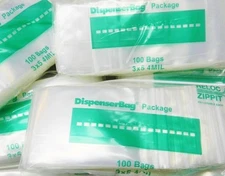 500 Zippit 3x5 Reloc Clear 4 Mil Bags Reclosable Zip Seal Lock 4mil Thick 3 x 5"
