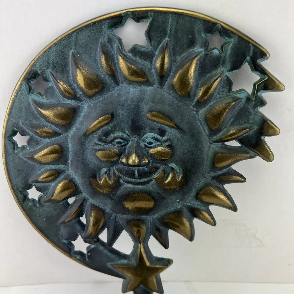 1994 PARTYLITE SUPORTE DE VELA SOL CELESTIAL SCONE BRONZE PÁTINA VERDE - Imagem 2 de 4