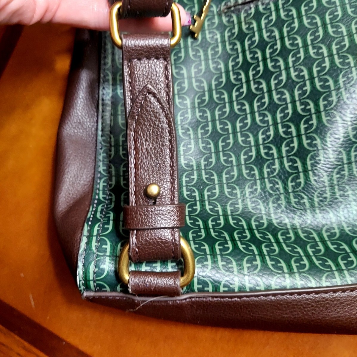 Fossil Elina Green/Brown Leather Convertible Backpack ~ MSRP 