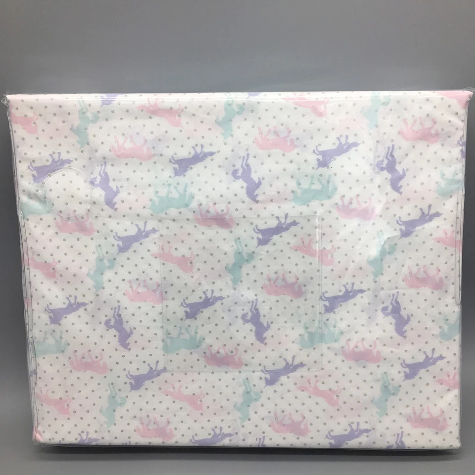 3pc Nicole Miller Unicorn TWIN Sheet Set Pink Purple Turquoise Silver Polka Dots - Image 3 of 4