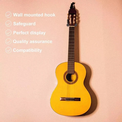 Guitar Wall Mount Hanger 4 Pack Black Metal Guitar Hanger Wall Hook Holder Stand - Picture 2 of 6