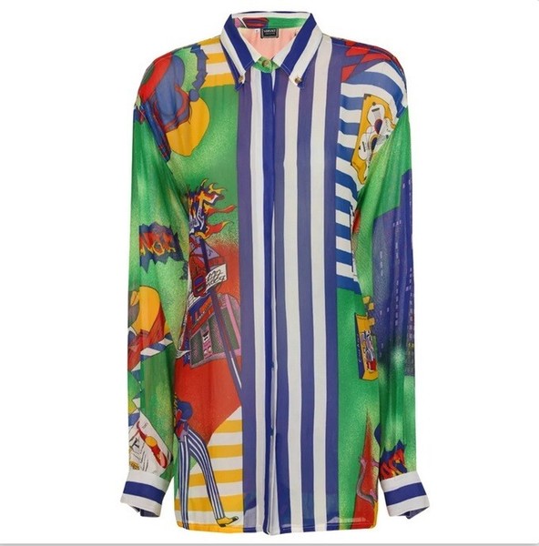 Versace  Couture New York Jazz Music Dancer Graffiti Pop Art 1995 Shirt Blouse