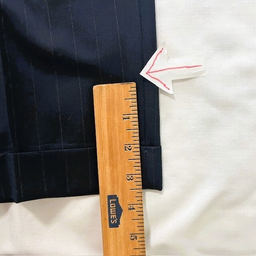 Hart Schaffner Marx Gold Trumpeter Mens Suit 42R Navy Pin Strip Pure Virgin Wool - Picture 17 of 20