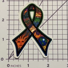 Awareness Ribbon - Hippie Theme Sun Earth - Vinyl Decal Sticker Bomb Peace Love