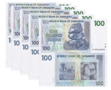 Zimbabwe 100 Dollars 2007 P 69 UNC LOT 5 PCS NR