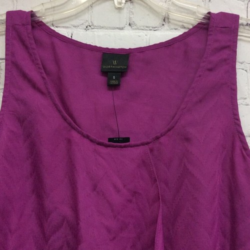 Blusa Worthington Mujer Palacio Orquídea Púrpura Sin Mangas Cuchara En Capas S Nueva - Imagen 2 de 8