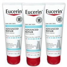 Eucerin Advanced Repair Foot Cream 3 oz Tube Pack of 3 Fragrance-Free