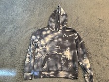 Abercrombie Kids Hoodie Youth 15/16 Gray Tie Dye Moose Logo Fleece Sweatshirt
