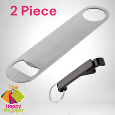Bottle Opener - Stainless Steel Flat Beer Bottle Opener + Keyring Bottle Opener