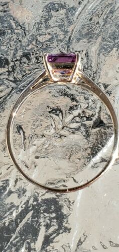 Alexandrit Labcreated Prinzessin Schnitt Solitär Ring 10kt einfarbig gelbgold - Bild 5 von 12
