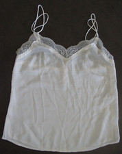 ABERCROMBIE FITCH Ivory Double Spaghetti Strap Cami Tank Top Silky Lace Trim XS