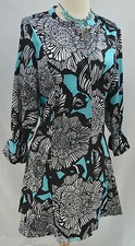 Dennis Basso button up Fit-and-Flare Dress multi color mini 3/4 sleeve SZ M NEW