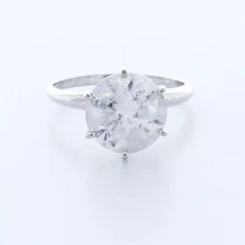 Solitaire Engagement Ring Classic 14K Gold 4.01 CT Round Lab-Grown Diamond F SI2