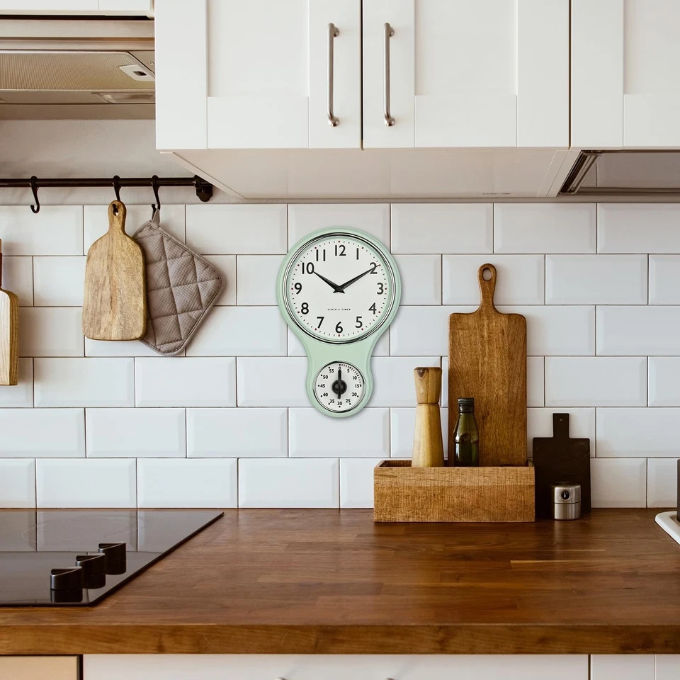 Analoge Retro-Wanduhr mit Timer 60.3073.20 Eieruhr bis 60min Küchenwanduhr in... - Bild 2 von 2